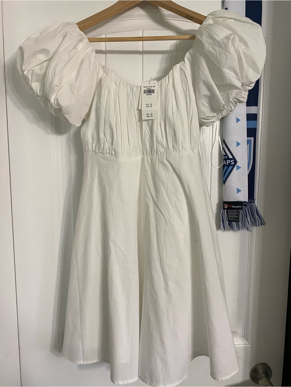 Abercrombie & Fitch White Puff Sleeve A-Line Dress